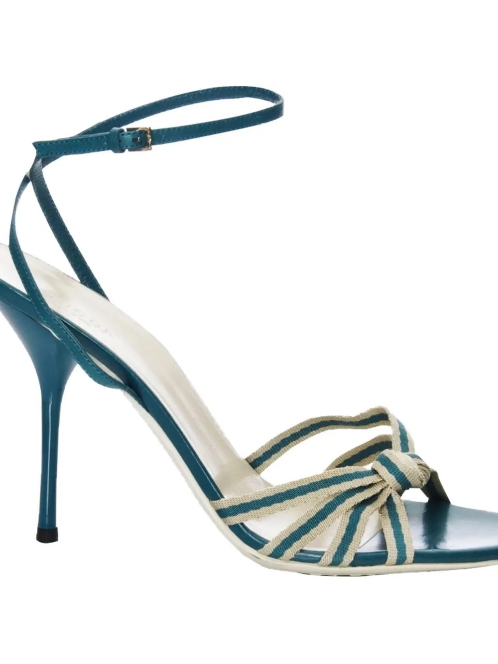 Gucci Teal Striped Knot Slingback Heels